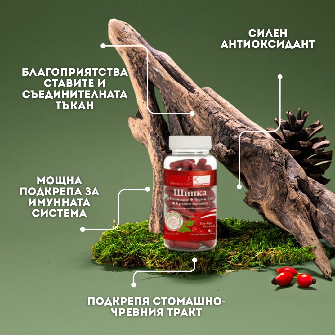 Хранителна Добавка -  Шипка, Ехинацея, Черен бъз и Кръвен здравец - БИО