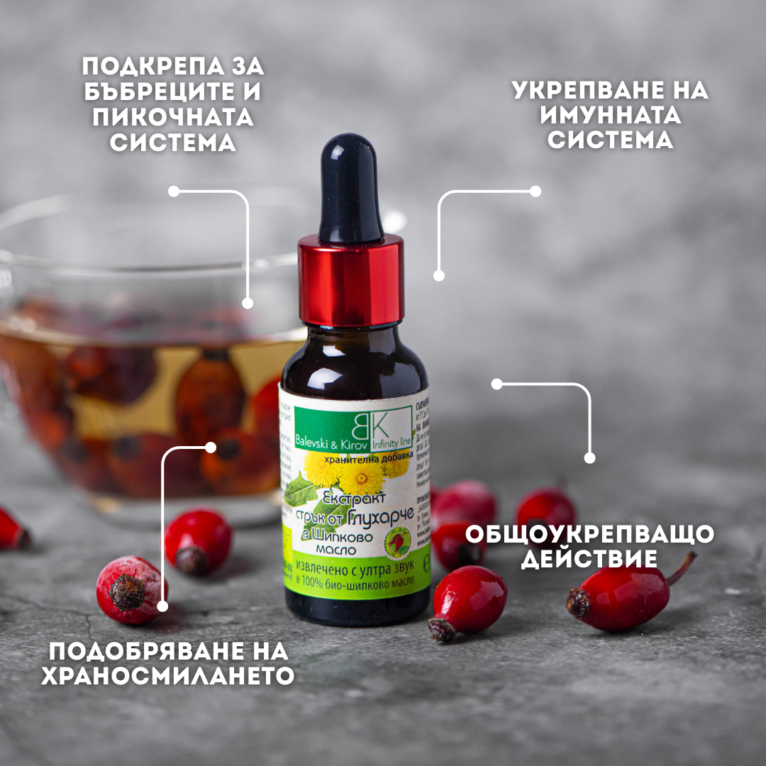 Екстракт Стрък Глухарче в Шипково масло - Хранителна Добавка