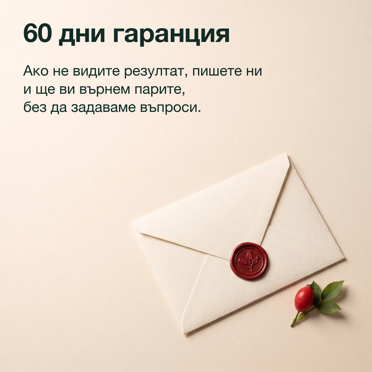 60 дни гаранция: ако не видите резултат, връщаме парите