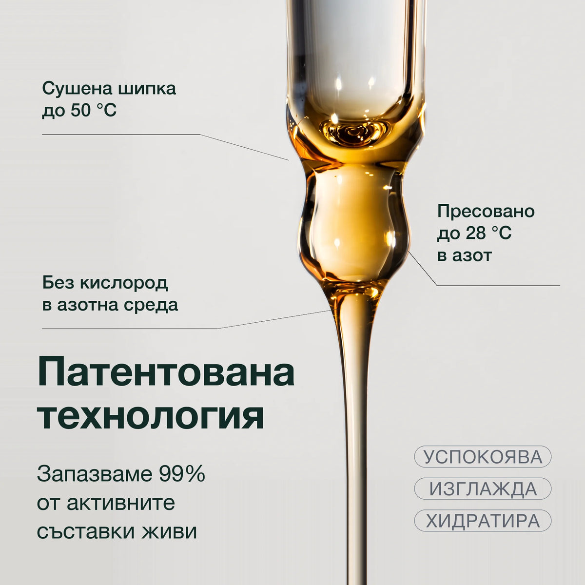 Масло от шипка с алое Лукс: Патентована технология