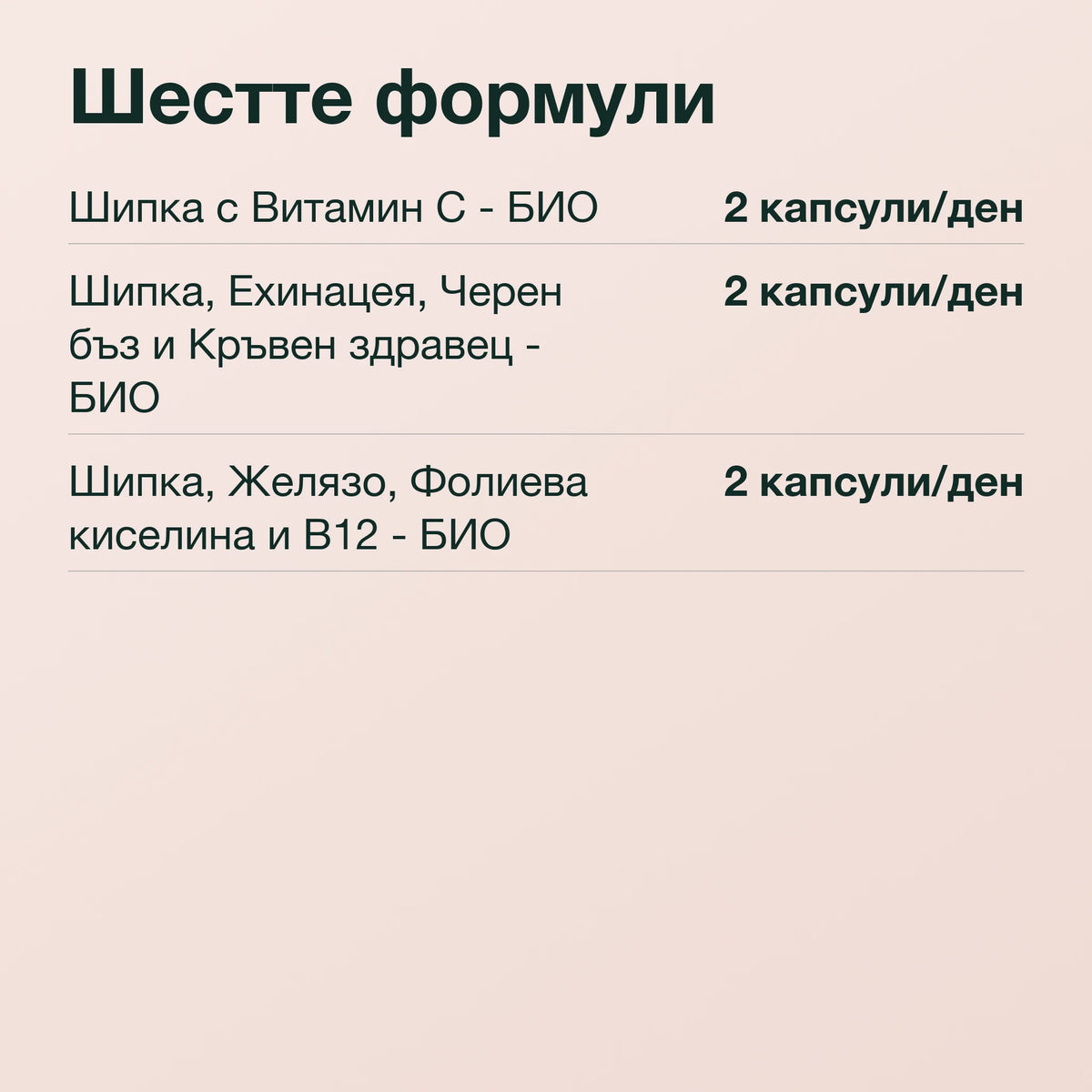 Имуно комплекс: Шестте формули